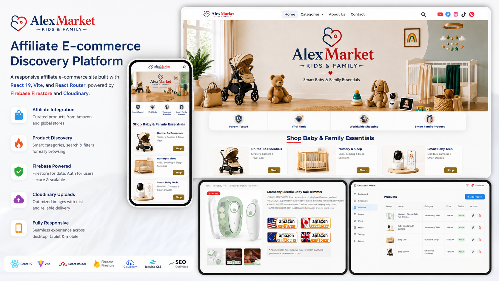AlexMarket Kids & Family — responsive affiliate storefront
